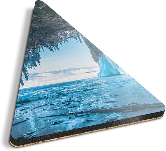 1 x Triangle Coaster - Ice Cave Lake Baikal Cork Backed MDF Glossy Tea Coffee Accessory #3376
