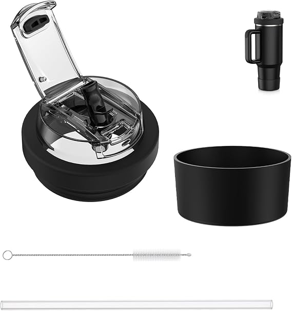 Leakproof Flip Straw Lid Replacement for Stanley Quencher H2.0 Tumbler 40 OZ - Silicone Spill Proof Cup Top & Boot Set for Stanley, Dust-Proof Cover with Dual-use Modes