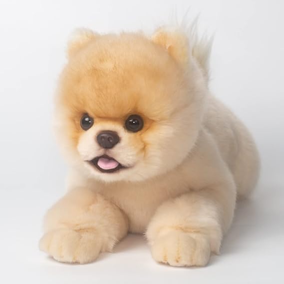 16 Inch- Pomeranian Stuffed Animals Toy Dog,Plush Puppy Realistic Cute Toy Dog Present Gift for Girls Boys with Box | 16" Pomeranian plush dog with lifelike handmade lying design, safe ultra-soft plush, cozy stuffed toy, ideal gift for kids