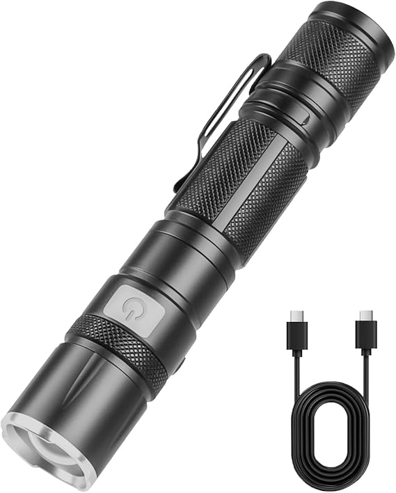 LED Flashlight Rechargeable, Pocket Small Bright Flashlights 5Modes