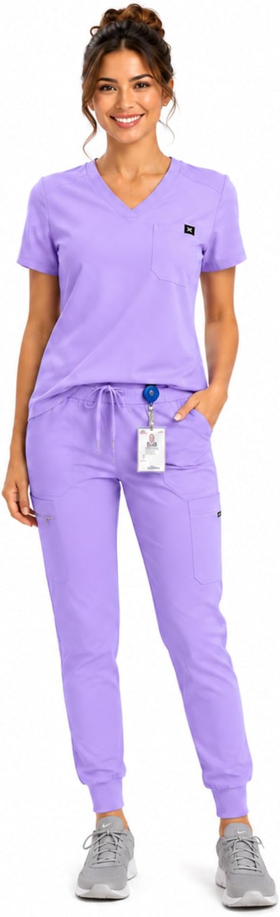 M&M SCRUBS Womens V-Neck Jogger Scrub Set Medical Scrub Top & Jogger Pants