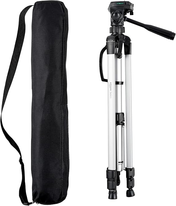 Amazon Basics 152cm/60inch Camera Tripod, Lightweight, with Bag, Adjustable Height, for DSLR Cameras, Black