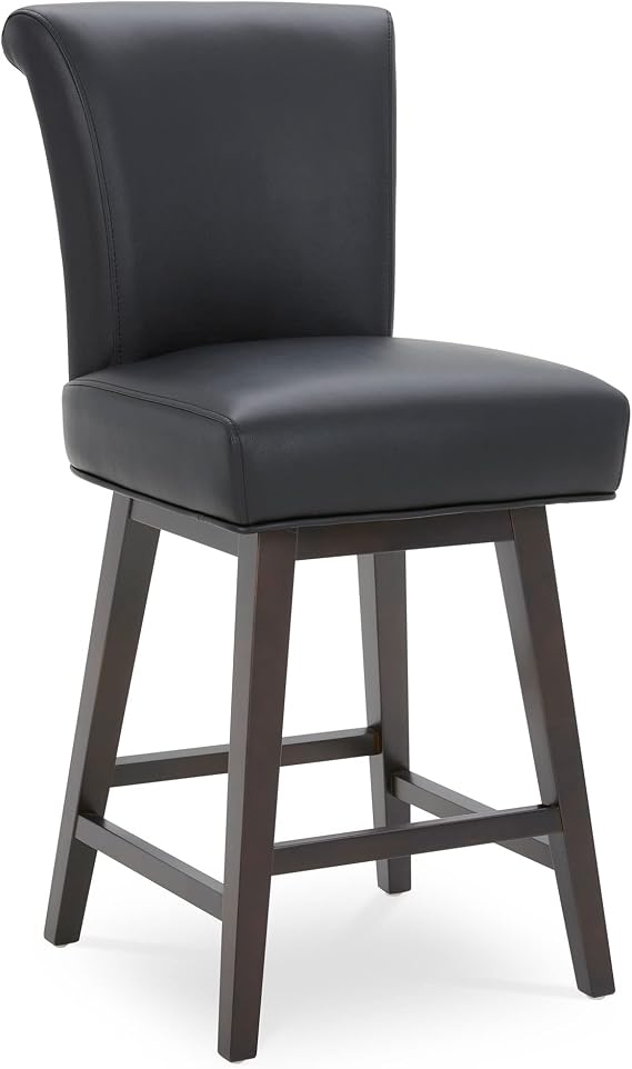 CHITA 26" Counter Height Swivel Bar Stools, Black Faux Leather