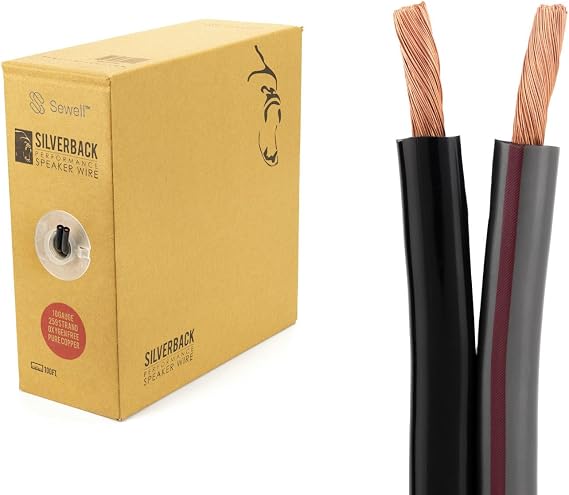 Sewell Silverback Speaker Wire, 100 ft, 10 AWG Pure Copper, High Strand