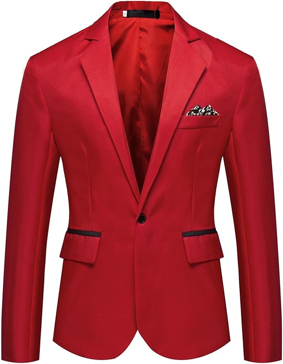 Men's Blazer Casual, Mens Dinner Jackets Uk, Men's Long-Sleeve Classic Fit Button Front Stretch Blazer Vintage Tuxedo Jackets Versatile Everyday Suit Suitable for Work