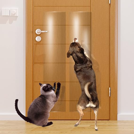 KEBE Door Scratch Protector, Protect Your Furniture Wall with Clear Premium Heavy Duty Door Cover Scratch Shield Guard for Dog Cat Scratching,63 in X 7.9 in