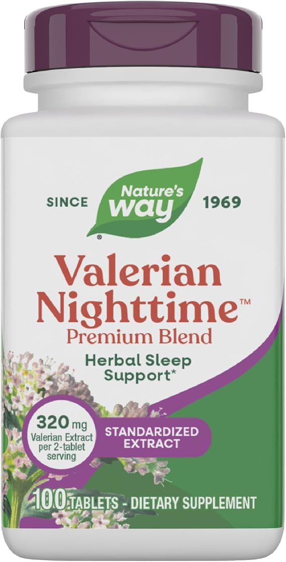 Nature's Way Valerian Nighttime, Valerian Root Sleep Support*, 100 Tablets