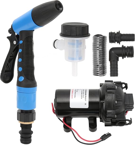 24V Deck Wash Pump Kit 5.0GPM 70PSI 137.8ft RV Marine Boat Yacht, Self Priming Diaphragm with Pressure, High- Washdown Kit