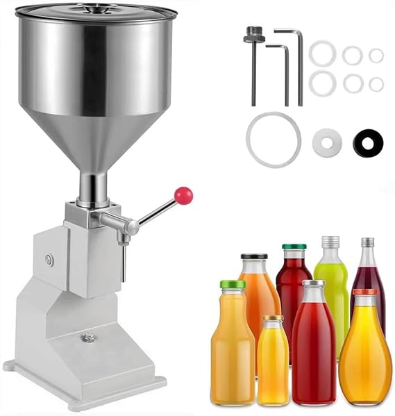 Manual Paste Liquid Filling Machine, 10-100 ML Stainless Steel Liquid Filling Machine, Adjustable Bottle Filling Machine, Filler Machine for Liquid Paste Cosmetic Cream Drink