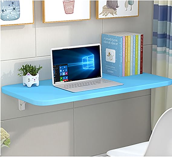 Folding Wall-Mounted Drop-Leaf Table Wall Mounted Table Wall Mounted Folding Table Wall Mount Table Kitchen & Dining Table Desk Computer Desk Trestle Desk 40x30cm/16x12in Blue