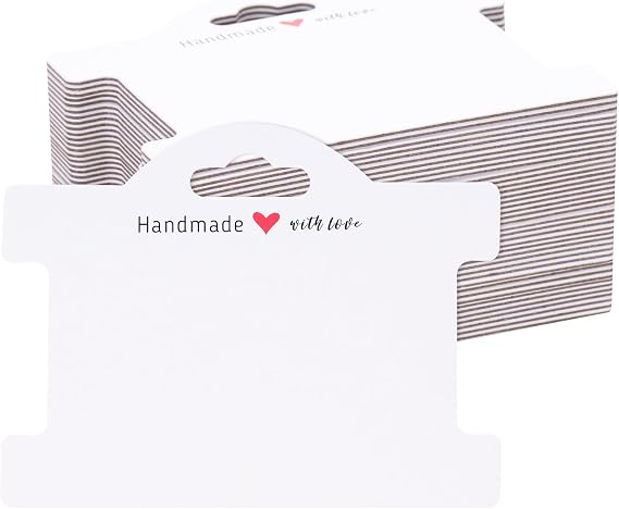 joycraft 40Pcs Jewelry Display Cards, White Kraft Paper Hanging Display Cards, 3.9x3 Inch Multipurpose Jewelry Holder Tags for Hair Ties, Bracelet, Necklace, Hair Scrunchies