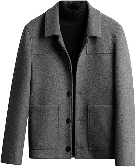 Men's Wool Jacket Casual Wool Coat Luxury Windbreaker Pocket Casual Suit Jacket