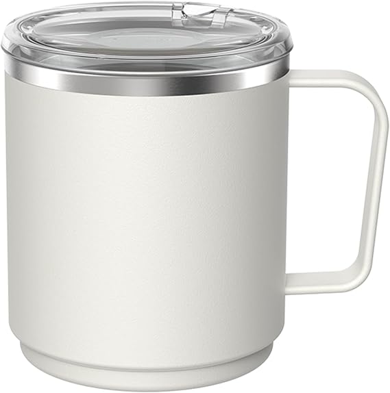 KeepCup Camp Mug Insulated Coffee Mug, 12 oz Stainless Steel Stackable Mug with Splashproof Lid, Bone
