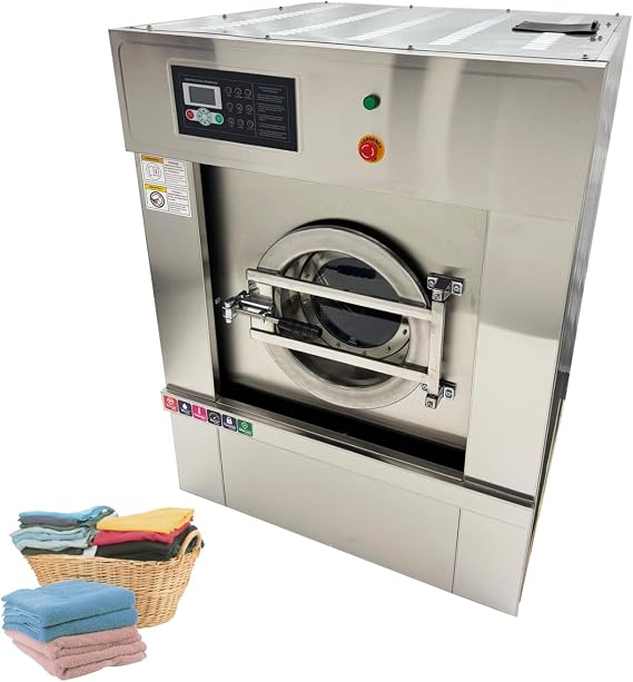 220V 1PH Commercial Industrial Washer - 33LBS (15kg) Dry Capacity, WASH+SPIN 2-in-1 Automatic Laundry Machine