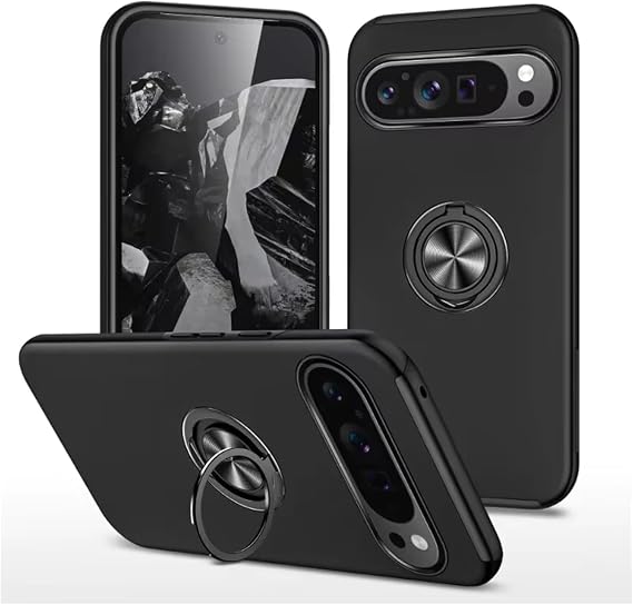 Microcase Google Pixel 9 Pro ile Uyumlu Manyetik Mıknatıslı Yüzük Standlı Kılıf-AL5139