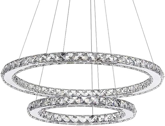 Modern Crystal Chandelier Lighting Dining Room Living Room Chandelier Adjustable Pendant Lighting Fixture Ceiling Light Fixture Led Light Fixtures,Tricolor Light,40+60cm