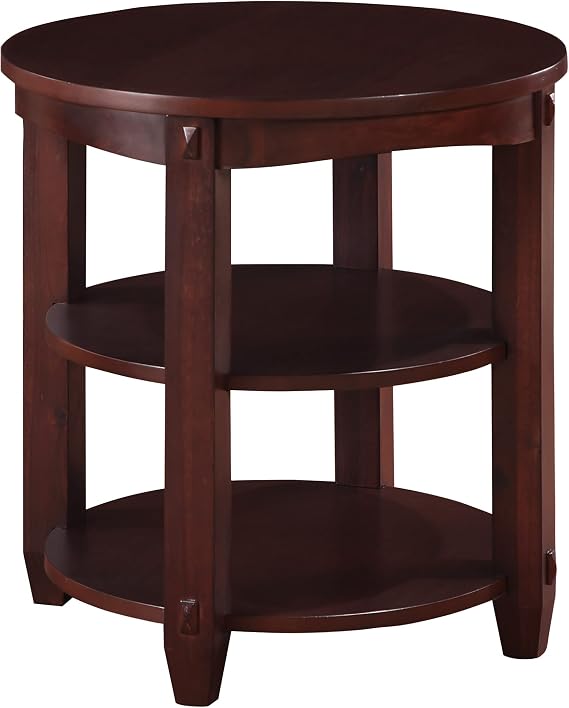 OSP Home Furnishings Lane 3-Shelf Round End Table, Espresso Finish