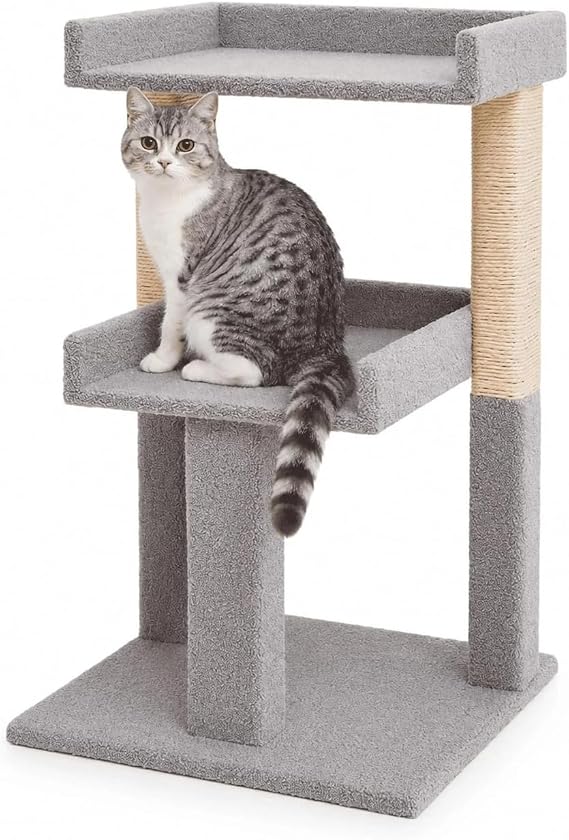 Naomi Home Lulu Large Cat Tree with 2 Spacious Platforms, Gray