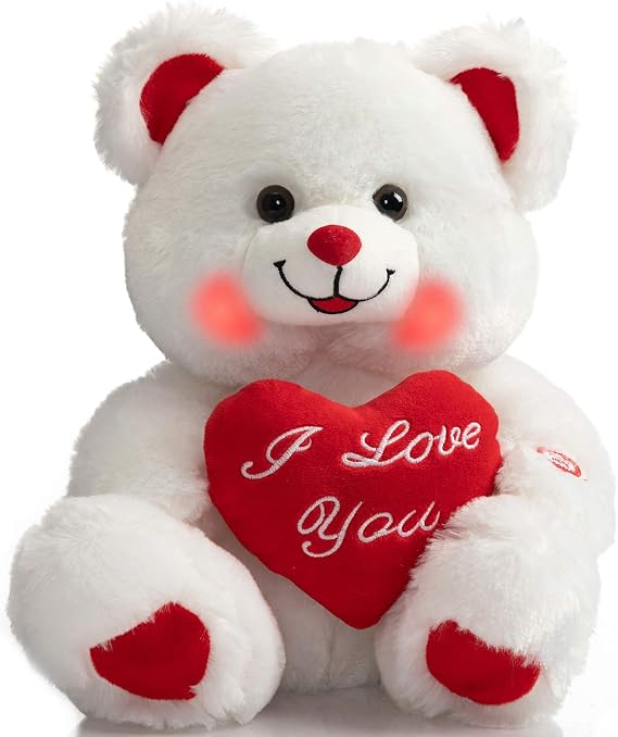 BEJOY Teddy Bear with Heart Plushies That Says I Love You and Blushes LED