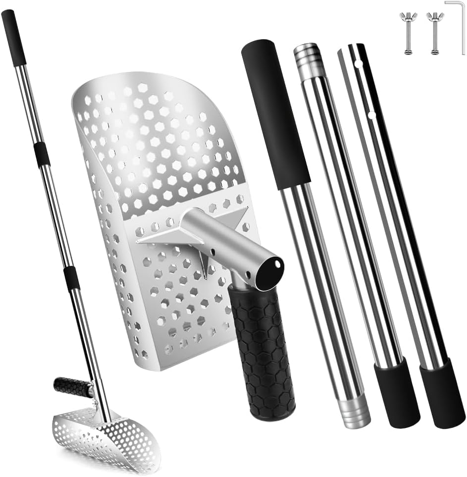 Sand Shovel for Metal Detection Heavy Duty Stainless Steel Metal Detector Shovel with Long Handle Metal Detector Shovel for Underwater Treasure Hunting Beach Floor Metal Detection and Excavation