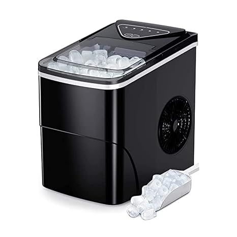 Countertop Ice Makers, Ice Makers Countertop 9 Cubes Ready in 6 Mins 26lbs in 24Hrs Self-Cleaning Ice Machine with Ice Scoop and Basket,for Home Party