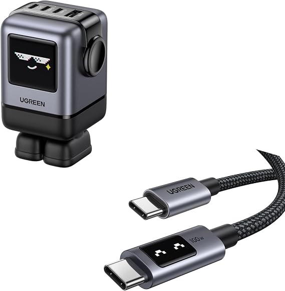 UGREEN Uno 100W Charger Bundle with Uno 3.3FT 100W USB C Cable for iPhone 16/16 Plus/16 Pro/16 Pro Max/15, MacBook Pro/Air, iPad Pro/Air, Galaxy S24 Ultra