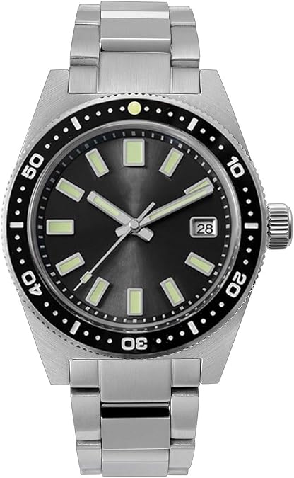 San Martin 62mas SN007 V4 Men's Diver Watches Sapphire Glass Hexagonal Logo NH35 Bracelet Date 20Bar Automatic Mechanical Wrist Watch (Black no Logo)