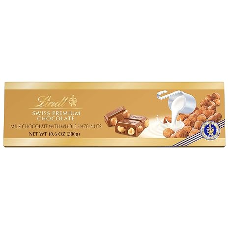 Lindt Swiss Premium Milk Chocolate with Whole Hazelnuts 10.58-Ounce Packages (Pack of 5)