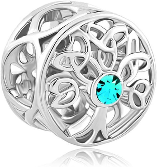 CharmSStory Valentines Day Gifts Tree of Life Dec Simulated Birthstone Celtic Knot Charm Bead for Bracelet