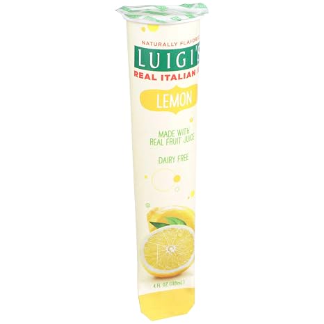 LUIGI'S Real Italian Ice Squeeze Tubes Lemon Flavor - 4 oz Frozen Dessert Treat Cups, Bulk Pack of 24 - Gluten Free, Dairy Free, Fat Free Refreshing Summer Snack for Kids, Adults & Backyard BBQs