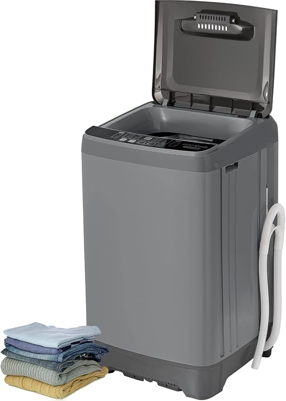 Deco Home Fully Automatic Portable Washing Machine, 1.8 cu. ft, 16lb Capacity, 10 Smart Cleaning Programs, Water Inlet and Drain Pump Gray FAWSH03