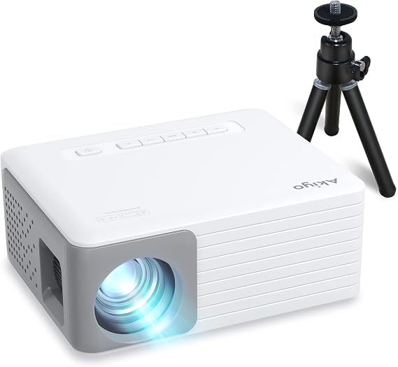Mini Projector, AKIYO Portable Movie Projector for Outdoor, Support 1080P, 15 Keystone, Max 120" Screen, for Kids, Young, Gift, Compatible with Smartphone, Computer, TV Stick, U Disk, Speaker