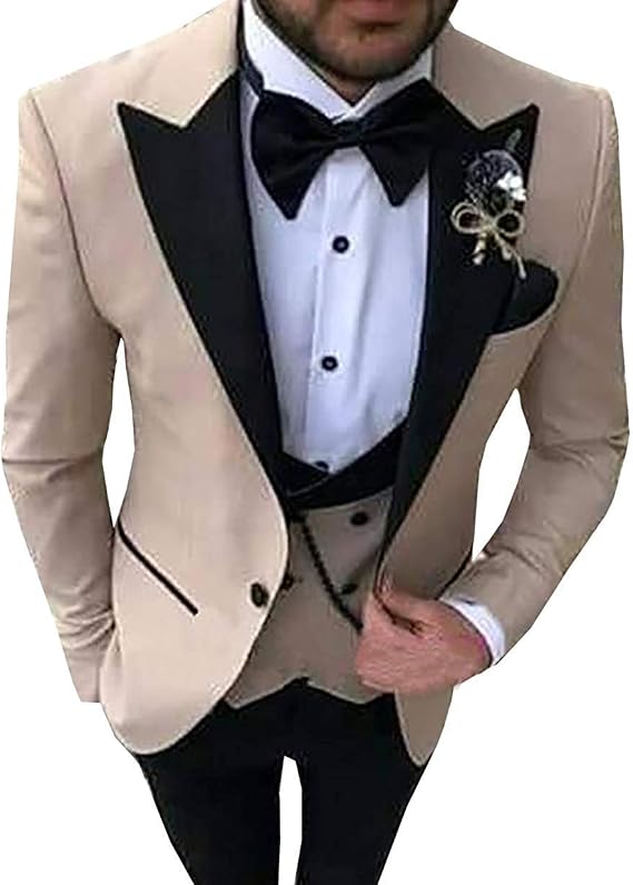 Mens Tuxedo Suit Set Slim Fit Prom Suits Black Tuxedo for Men Wedding