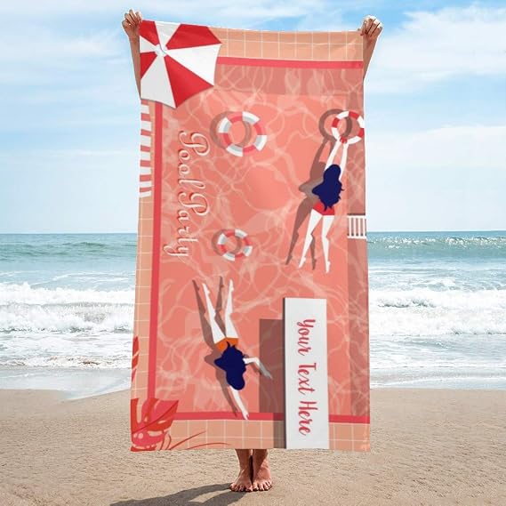 BUY JOY Personalized Beach Towels with Name, Custom Beach Towel Blanket, Customized Gift for Women Kids Girls Boys Adults Men (Option 1) 3060in Bath Towel