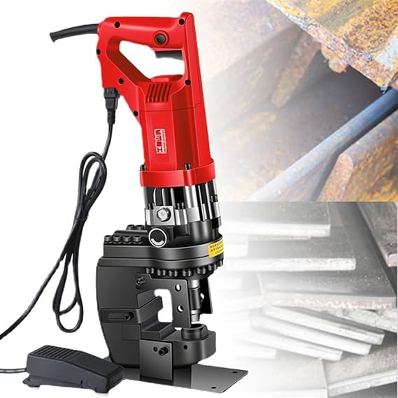 1800w Electric Hydraulic Hole Puncher Steel Punching Machine 5 Punch Dies 8.5mm-20.5mm, Metal Hole Puncher for Steel/Angle Steel/Iron/Copper/Aluminum Plate,Channelsteel