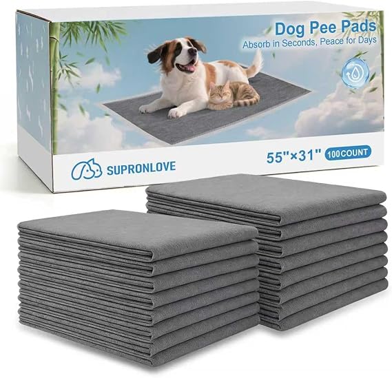 Charcoal Puppy Pads 55"31", Ultra-Large Carbon Pee Pads for Dogs 40 Count
