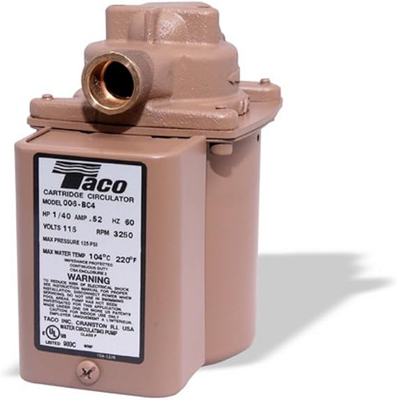 Taco 006-BC4 -PNP Bronze Circulator Pump 1/2-Inch Sweat with Line Cord and Analog Timer