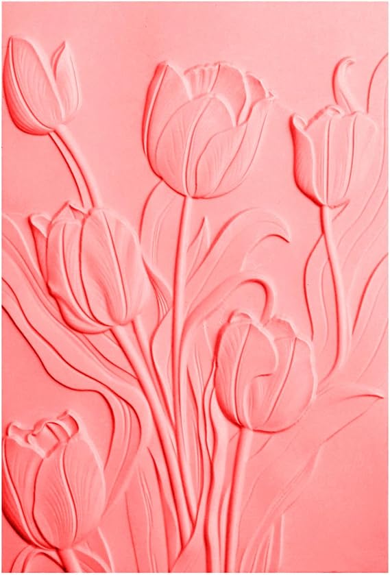 Tulip 3D Embossing Folder for Card Making DIY Scrapbooking Blossom Tulip Flower Clear Plastic Texture Fades Embossing Folder Template for Scrapbooking Paper Crafts Arts Supplies Handmade Crafts
