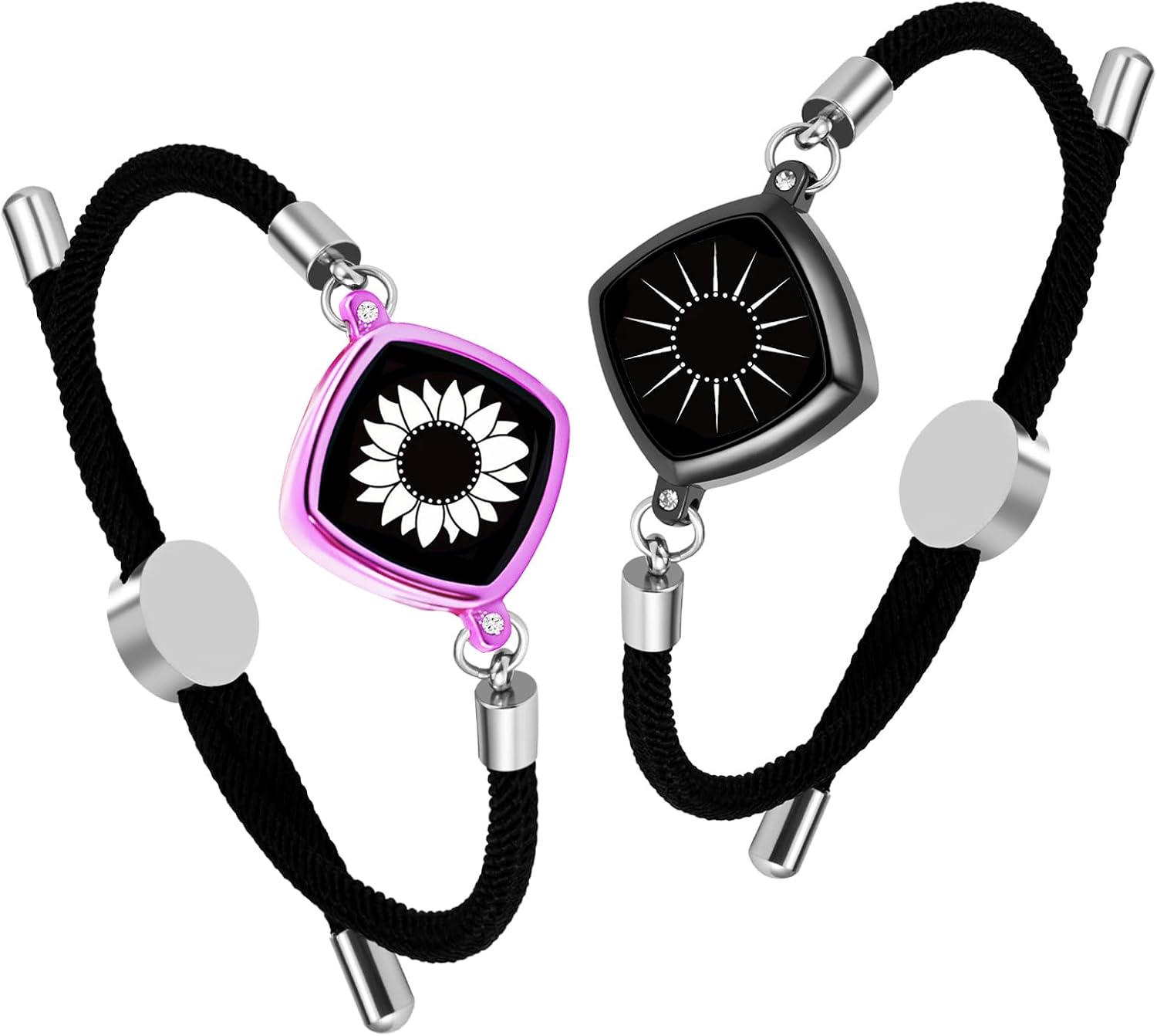 Long Distance Touch Bracelets,Vibration & Light up Couples Remote Smart Matching Bracelet for Couples Long Distance Relationship Girlfriend Boyfriend Xmas Gifts Bracelet Men Women Jewelry Set