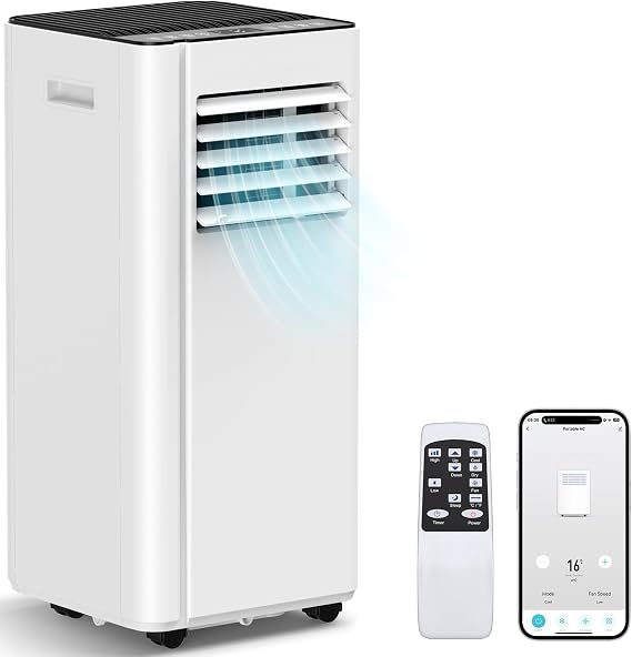 16000 BTU Portable Air Conditioners with WiFi APP, 5-in-1 Portable AC Unit for Large Room up to 750 Sq.Ft with Fast Cooling, Dehumidifier, Fan, Quiet 40dB Sleep Mode, 24H Timer for Home, Office