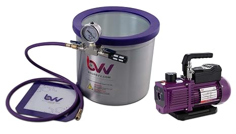 BVV 5 Gallon SIDEMOUNT Aluminum Vacuum Chamber and Pump Kit-3CFM Single Stage Pump
