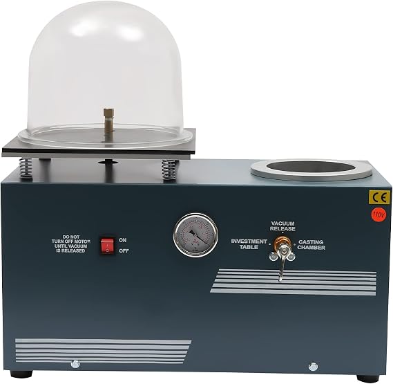 RYIRSHOH Vacuum Casting Machine 2L, 3 CFM Jewelry Casting Machine, 1/2 HP Electric Smelting Furnace with Vacuum Cover for Silver, Gold, Copper Jewelry Casting and Investment