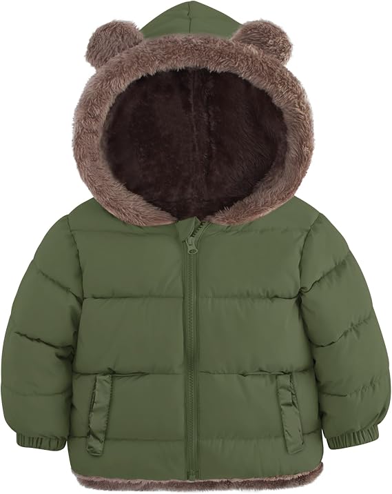 ADUKIDE Toddler Boys Puffer Jacket with Bear Ear Winter Coat Size 6M-5T