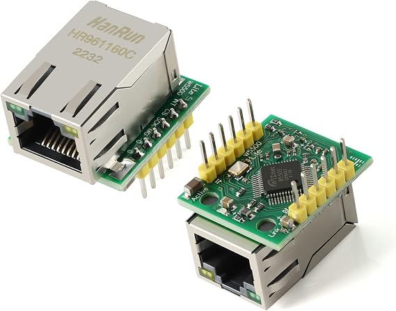 000 W5500 SPI to LAN Ethernet Network Module, Network Status Indicator LED, TCP IP STM32 SPI Interface 3.3V 5V for Arduino WIZ820io RC5