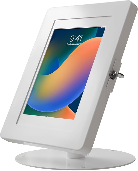 Premium iPad Retail POS Stand CTA Upscale Tablet Kiosk Stand with 360 Degree Rotation & Locking for Retail, Restaurants & More for Surface Pro 3-8th Gen, iPad Pro 12.9" & More White (PAD-HSKSWL)