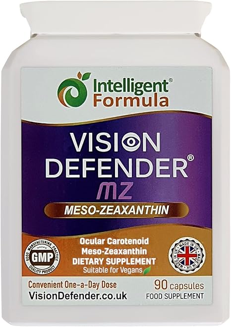 Vision Defender MZ Meso-Zeaxanthin 10mg Eye Vitamins Vegan Eye Capsules Pack of 90