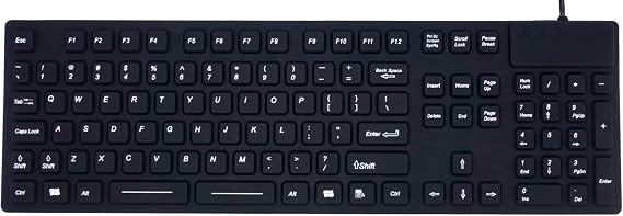 DSI IKB105 Industrial Full-Size IP68 Waterproof Keyboard, Disinfectable USB Keyboard for Medical and Industrial Workstations