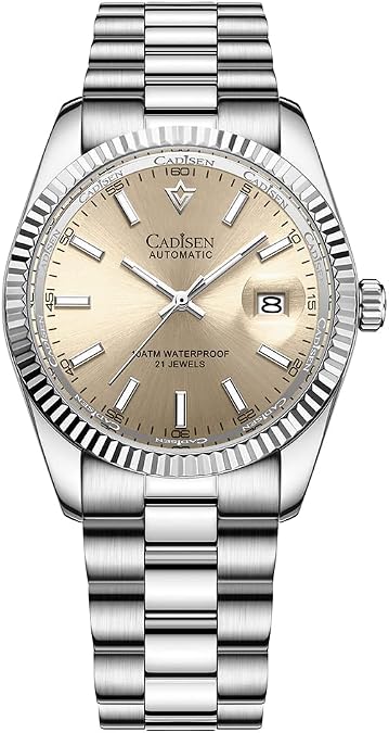 CADISEN Men Automatic Watch Sapphire Luxury Mechanical Wristwatch Stainless Steel Waterproof Watches Casual Homage
