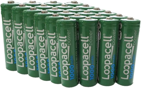 LOOPACELL 24 AA Rechargeable NiCD Battery, 1.2V 1000mAh High Capacity AA Batteries for Solar Lights, Garden Lights