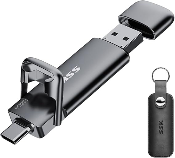 SSK USB C External SSD 128GB with Up to 550MB/s Extreme Fast USB Flash